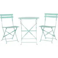 Beliani Balkonset Mintgrün Stahl 3-Teilig Runder Tisch mit 2 Stühlen Zusammenklappbar Modern Französicher Stil Terrasse Garten Outdoor Ausstattung