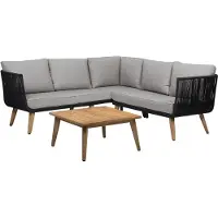 Beliani Gartenmöbel 5er Set Taupe und Schwarz aus Akazienholz Modern mit quadratischer Tisch 75 x 75 cm Modern