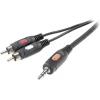 Speaka Professional Professional SP-7869792 Phono / Jack Audio Tilslutningskabel [2x Cinch-stik - 1x Jackstik 3,5 mm] 10.00 m Sort