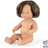 Miniland Puppe Mädchen mit Down Syndrom hellhäutig 38 cm