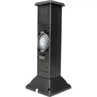 Kopp 145325011 Energiesäule mit 2 Schutzkontaktsteckdosen, mechanische Zeitschaltuhr, Farbe: schwarz/grün