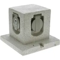 Heitronic Außensteckdose 4-Fach, IP44, stein optik, 170x170x140mm, 3500W, 16A