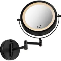 QAZQA - Modern Design Bad I Badezimmerspiegel schwarz inkl. LED verstellbar IP44 - Vicino Touch-funktion Dimmer I Dimmbar - Stahl Rund - I