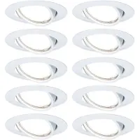 Paulmann Base Einbaustrahler im 10er-Set weiß Base, dimmbar, weiß / opal, für Wohn- / Esszimmer, Metall, Modern, Einbaustrahler