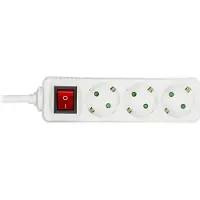 Deltaco GT-116D, 5 m, 3 AC-Ausgänge, Indoor, Typ F, Weiß, 3680 W