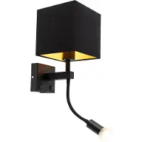 QAZQA Moderne Wandleuchte schwarz mit USB und quadratischem Schwarzschirm - Zeno