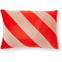 HK Living Gestreiftes Samtkissen -rot / pink 40x60cm