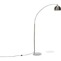Beliani Stehlampe Messing Metall 210 cm verstellbarer Schirm Marmorfuß Kabel mit Schalter Bogenlampe Industrie Look