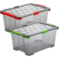 Rotho Aufbewahrungsbox 44L Evo Total Protection - Kunststoffbox 59,0 x 39,5 x 28,0 cm - Stapelbox mit Deckel - Lagerbox Kiste sicher verschliessbar