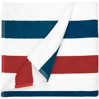 The One Towelling Handtuch 'Stripe' T1-STRIPE navy blue/red/white 90 x 190 cm