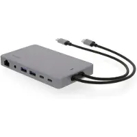LMP Display Dock 2, Kabelgebunden, USB 3.2 Gen 1 (3.1 Gen 1) Type-C, 100 W, 3,5 mm, 10,100,1000 Mbit/s, Grau