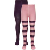 Minymo Strumpfhosen - 2er-Pack - Lila/Rose Gestreift m. Gold - - 68/74 - Strumpfhosen