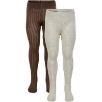 Minymo Strumpfhosen - 2er-Pack - Solid Rib - Drossel - - 92/98 - Strumpfhosen