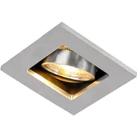 QAZQA - Modern Moderner Einbaustrahler Aluminium I Silver Kippbar GU10 50mm - Qure I Wohnzimmer I Schlafzimmer - Quadratisch - LED geeignet GU10