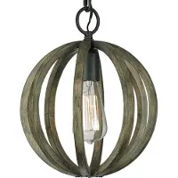 Elstead Lighting Elstead Allier Hängeleuchte E27 Wetter Eichenholz, Antik Schmiedeeisen