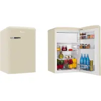 Amica KS 15615 B, Kühlschrank mit Gefrierfach im Retro Design, 85 cm Höhe, coffee cream,