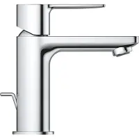 GROHE Lineare Einhand-Waschtischbatterie, XS-Size, Zugstangen-Ablaufgarnitur, Ausladung 107mm, 32109001, Farbe: Chrom