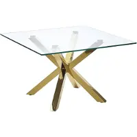 Beliani Beistelltisch Gold Transparent 70 x 70 cm Glasplatte Edelstahl Poliert Metallbeinen Quadratisch Wohnzimmer/Salon Langlebig Modernes Design
