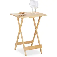 Relaxdays Klapptisch Bambus, für Wohnzimmer, Balkon & Terrasse, HxBxT: 63,5 x 48 x 38 cm, Beistelltisch klappbar, natur