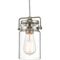 Kichler Brinley Zeitgenössische Aufhängung Stahl Gebürstetes Nickel Glas 1 Licht E27