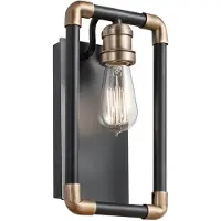 Kichler Nordic Industrial Wandleuchte Imahn Stahl Schwarz Messing 1 Licht E27