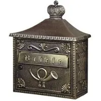 Albert Wandbriefkasten A-142390, braun-messing, Aluguss, 440x370x155mm