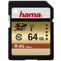 Hama 00114944, 64 GB, SDXC, Klasse 10, UHS, 45 MB/s, Schwarz