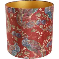 QAZQA Velour Lampenschirm Pfau Design 40/40/40 Gold innen