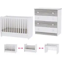 Lorelli Babybett Dream 60 x 120 cm umbaubar Schreibtisch Kinderbett Schaukelbett weiß