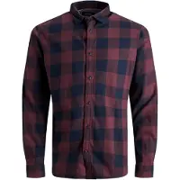 Jack & Jones Karohemd "GINGHAM TWILL SHIRT" Gr. XXXL, rot (bordeaux, kariert), , Hemden, Herren, XXXL (60/62), N-Gr, Web, Obermaterial: 100% Baumwolle, Karohemd, Bis Größe 6XL
