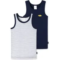 Schiesser Unterhemden 2er-Pack Basic Kids in Blau/Grau | Gr.: 98