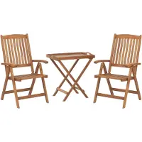 Beliani Balkonset 2er Set Hellbraun Akazienholz Verstellbar Rustikal Gartenmöbel Gartenmöbel Set