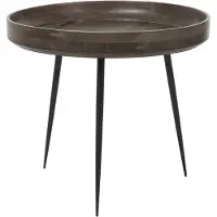 MATER BOWL Tisch groß, grau-braun, Holz, Ø 52 cm - , Bowl, Grau, für Esszimmer, Holz, Design