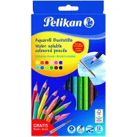 Pelikan Schwarz Blau Braun Grün Hellblau Hellgrün Orange Pfirsich Pink Rot Violett Gelb 12 Stücke Buntstifte 12er Standard Aquarell BSA12LN (700672)
