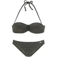 Buffalo Bügel-Bandeau-Bikini "Romance", Damen, Gr. 34, Cup B, grün (oliv), Polyamid, strukturiert, unifarben, Bikini-Sets Bügel-Bandeau-Bikini, aus Strukturware