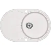 vidaXL Granitspüle Einzelbecken Oval Weiß