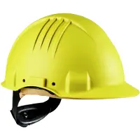 3M Hochtemperatur-Schutzhelm, Ratschenverschluss, nicht belüftet, dielektrisch 1000 V, Lederschweißband, Gelb, G3501M-GU