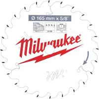 Milwaukee Kreissägeblatt 165/15,87 mm Z24 Wechselzahn Holz für Akku-Handkreissägen