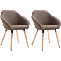 vidaXL Esszimmerstühle 2 Stk. Braun Stoff