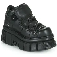 New rock 106N-S52 TOWER SHOES Biker-Punk-Gothic-Stiefel aus schwarzem Metallic-Leder