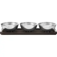 Georg Jensen Tablett mit Schälchen Bernadotte Wood & Edelstahl