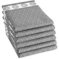DDDDD Geschirrtuch "Lace Geschirrtuch Grau (6er-Pack)" schnell trocknend, 100% Baumwolle, mit Ornamenten