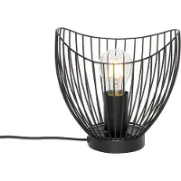 QAZQA - Moderne Tischlampe schwarz 20 cm - Pua I Wohnzimmer I Schlafzimmer - Stahl Rund - LED geeignet E27