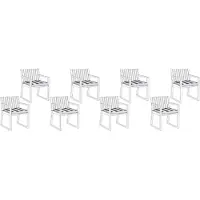 Beliani Set mit 8 Sitzkissen für Gartenstuhl Marineblau Polyester Garten Terrasse Balkon Gartenaccessoiries