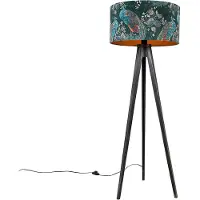 QAZQA Stehlampe Stativ schwarz mit Schirm Pfau 50 cm - Tripod Classic
