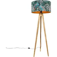 QAZQA Dreibeinstativ Vintage Holz mit Haube Pfauengrün 50 cm - Dreibeinstativ Classic
