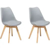 Beliani Esszimmerstuhl 2er Set Grau Kunststoff/Kunstleder Holzbeine Minimalismus