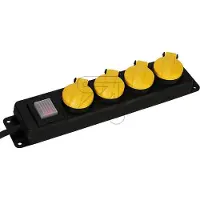 Eltric 4-fach Tischdose m.Klappdeckeln IP44 GNPBK04 schwarz/gelb, mit Schalter