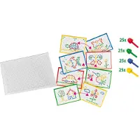 SES Creative 14848 Mosaikbrett für Kinder, Farbige Stecker und Vorlagen - Kreativset ab 3 Jahren, 100 Stück(e), 3 Jahr(e), Junge/Mädchen, Kind, Gemischte Farben, Niederlande