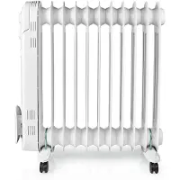 Nedis Mobiler Öl Radiator - 1000 / 1500 / 2500 W - 11 Fins - Verstellbares Thermostat - 3 Wärmeeinstellungen - Stolperschutz - Weiss